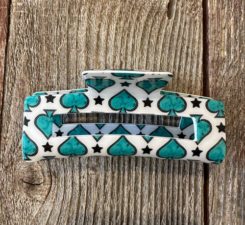 Turquoise spade claw clip