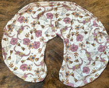 Load image into Gallery viewer, Floral cowskull baby pillow cover
