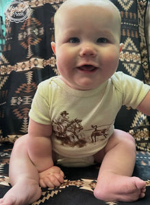 Tie- down baby onesie