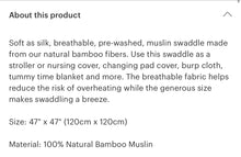 Load image into Gallery viewer, Bamboo Muslin baby swaddle blanket