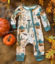 Load image into Gallery viewer, Halloween cowboy cactus baby sleeper