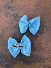 Load image into Gallery viewer, Light blue and turquoise piggy hair clips