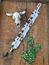 Load image into Gallery viewer, Brown and white cowprint pacifier clip