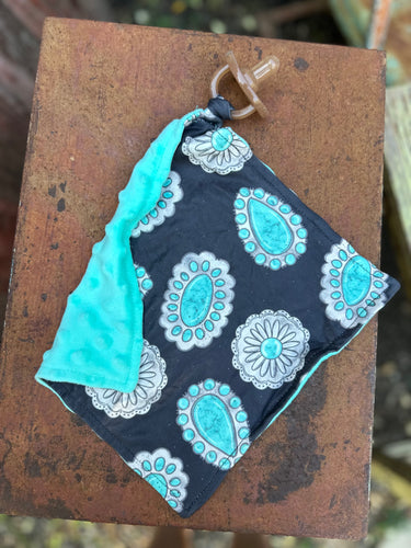 Turquoise concho baby lovey paci
