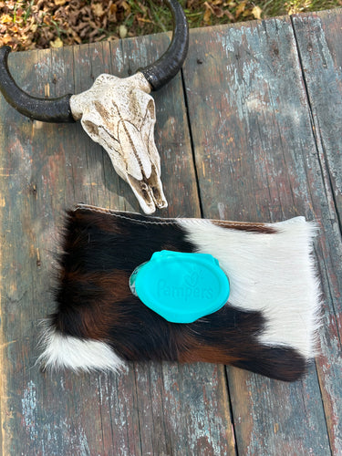 Brown and white hair on hide baby wipes case