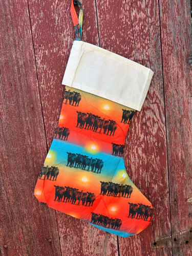 Cow sunset Christmas stocking (sale)