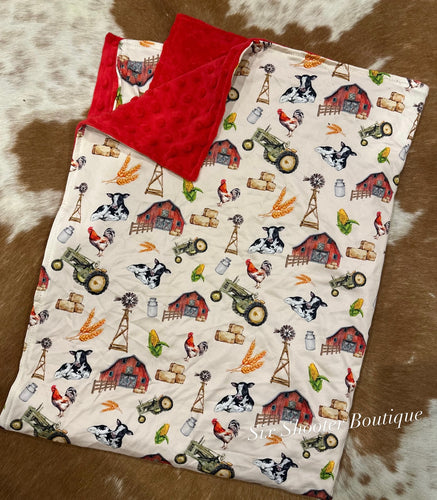 Farm life baby Minky blanket