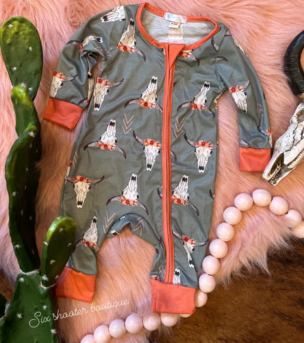 Boho cowskull bamboo baby sleeper