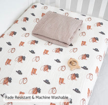 Load image into Gallery viewer, Life is better in boots baby crib sheet
