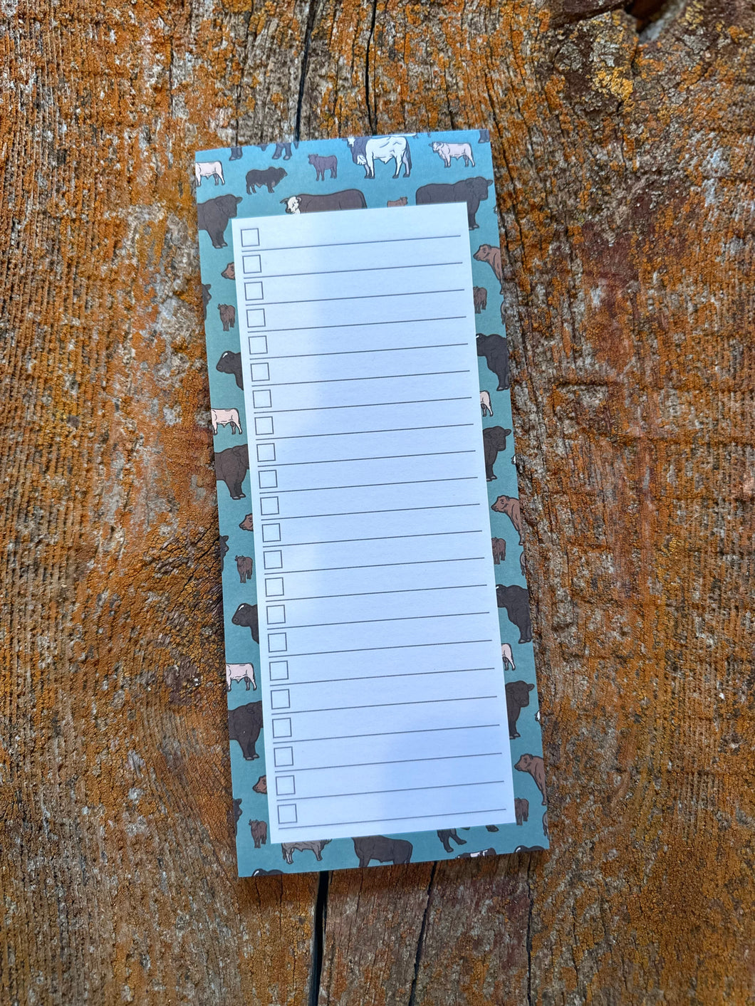 Turquoise cattle magnetic note pad