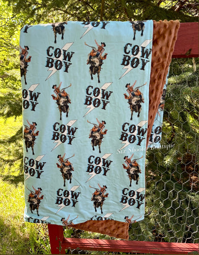 Cowboy Bullrider baby Minky blanket