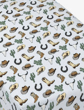 Load image into Gallery viewer, Cowboy country bamboo crib sheet