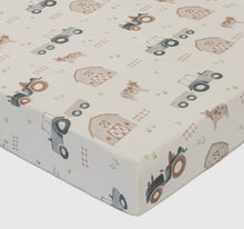 Load image into Gallery viewer, Farm house tractor fitted crib sheet