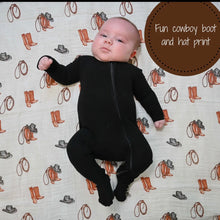 Load image into Gallery viewer, Life is better in boots baby swaddle blanket
