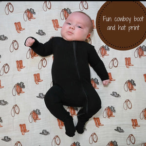 Life is better in boots baby swaddle blanket