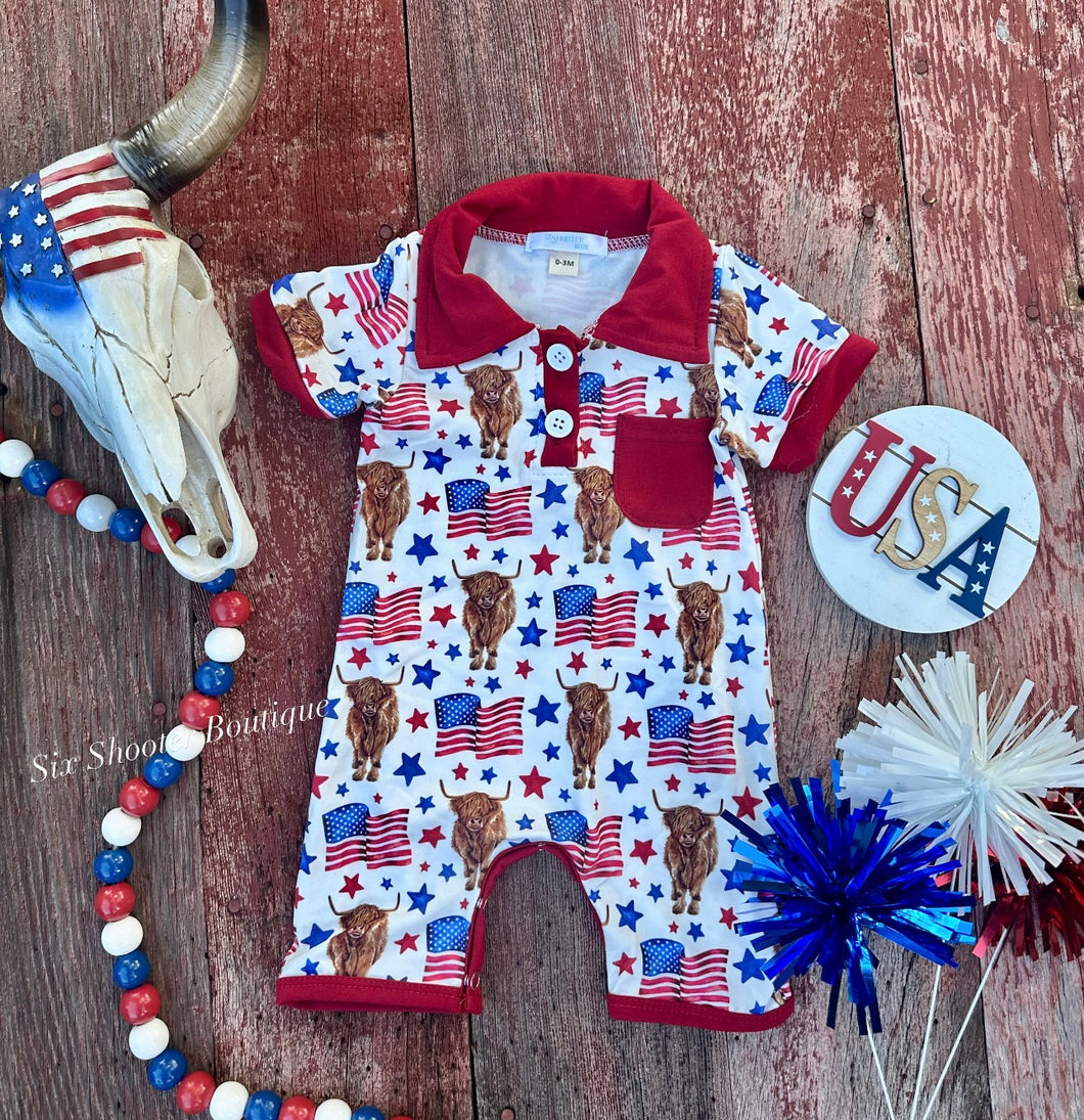 Highlander 4th of July romper (sale)