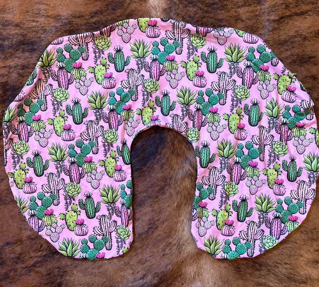 Pink cactus baby boppy pillow cover