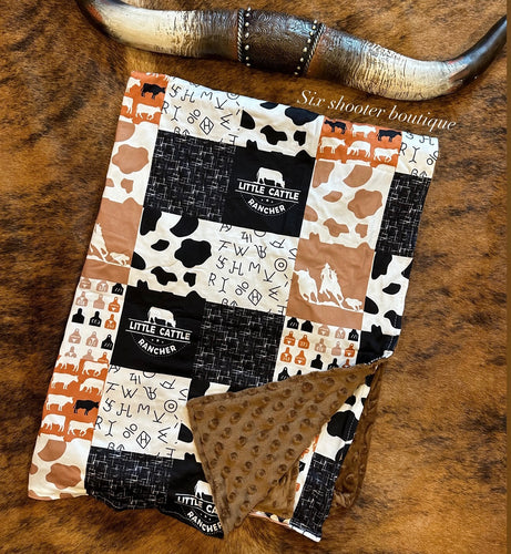 Little cattle rancher baby Minky blanket