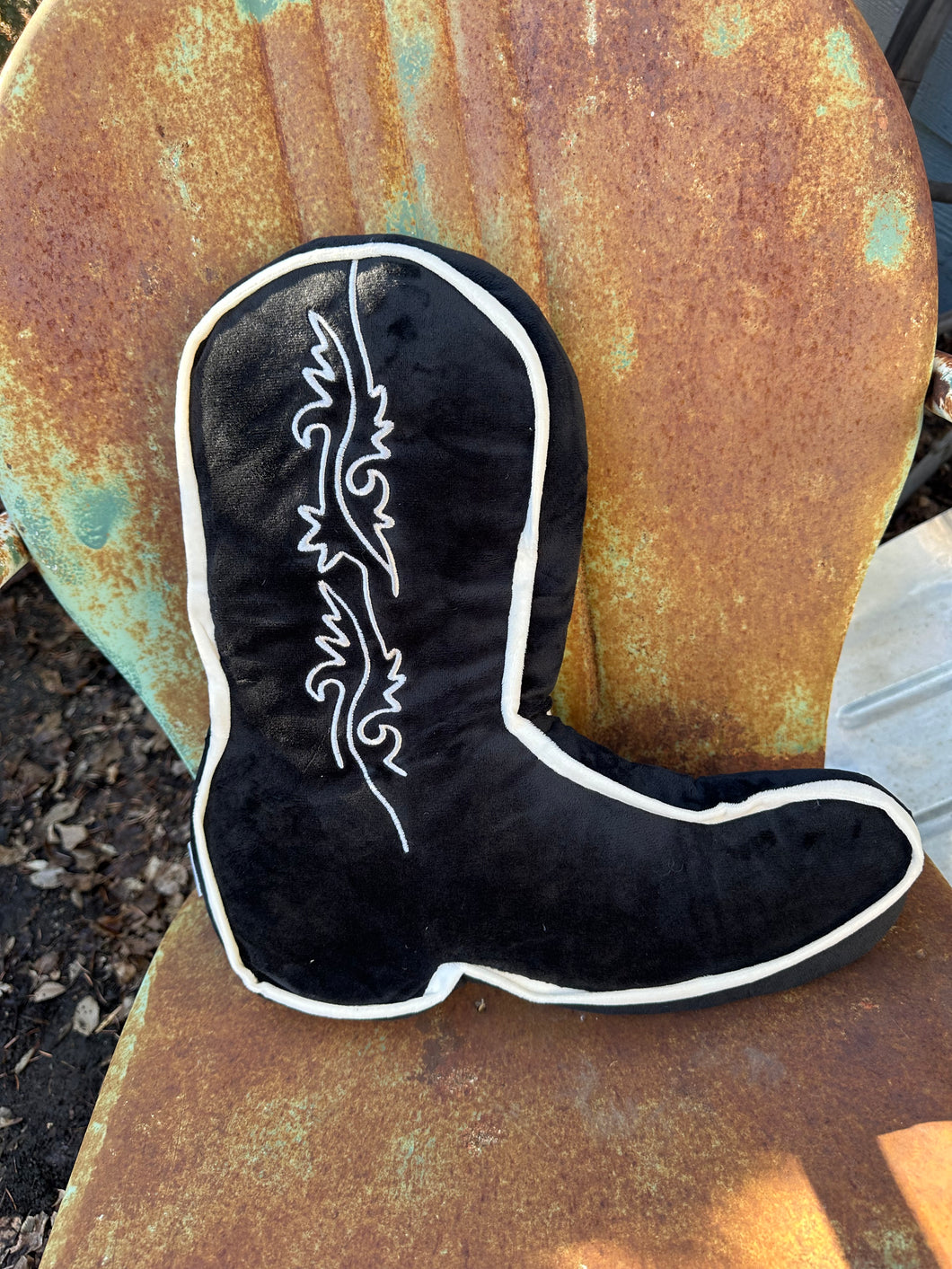 Black cowboy boot pillow
