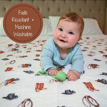 Load image into Gallery viewer, Life is better in boots baby muslin swaddle blanket