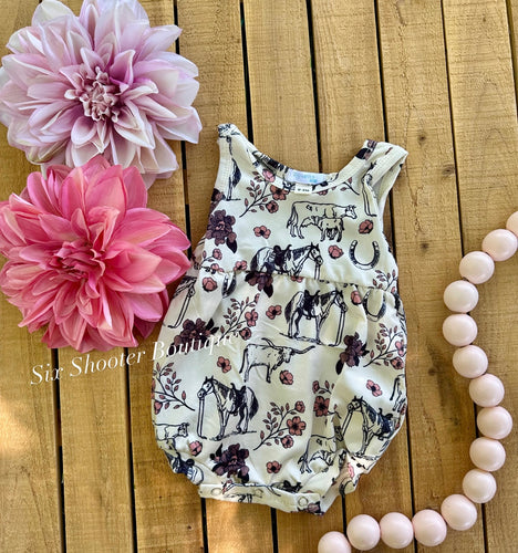 Cowgirl life baby bubble romper (sale)