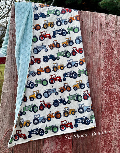 Tractor baby Minky blanket