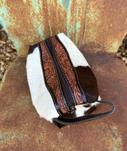 Load image into Gallery viewer, Cowhide tooled makeup bag