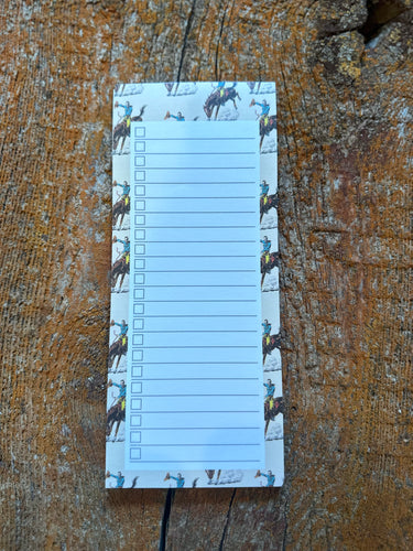 Bronc rider magnetic notepad