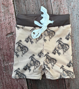 Wild ride cowboy swim trunks