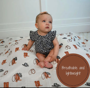 Life is better in boots muslin swaddle blanket