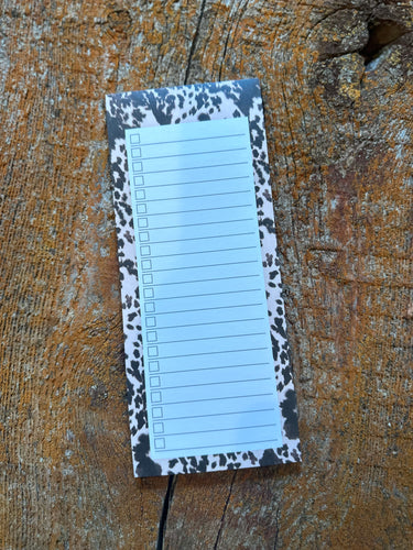 Brown and white cowprint magnetic notepad