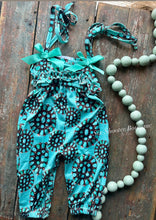 Load image into Gallery viewer, Turquoise life bow romper