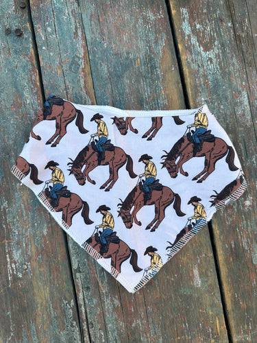 Bronc riding baby drool bandanna