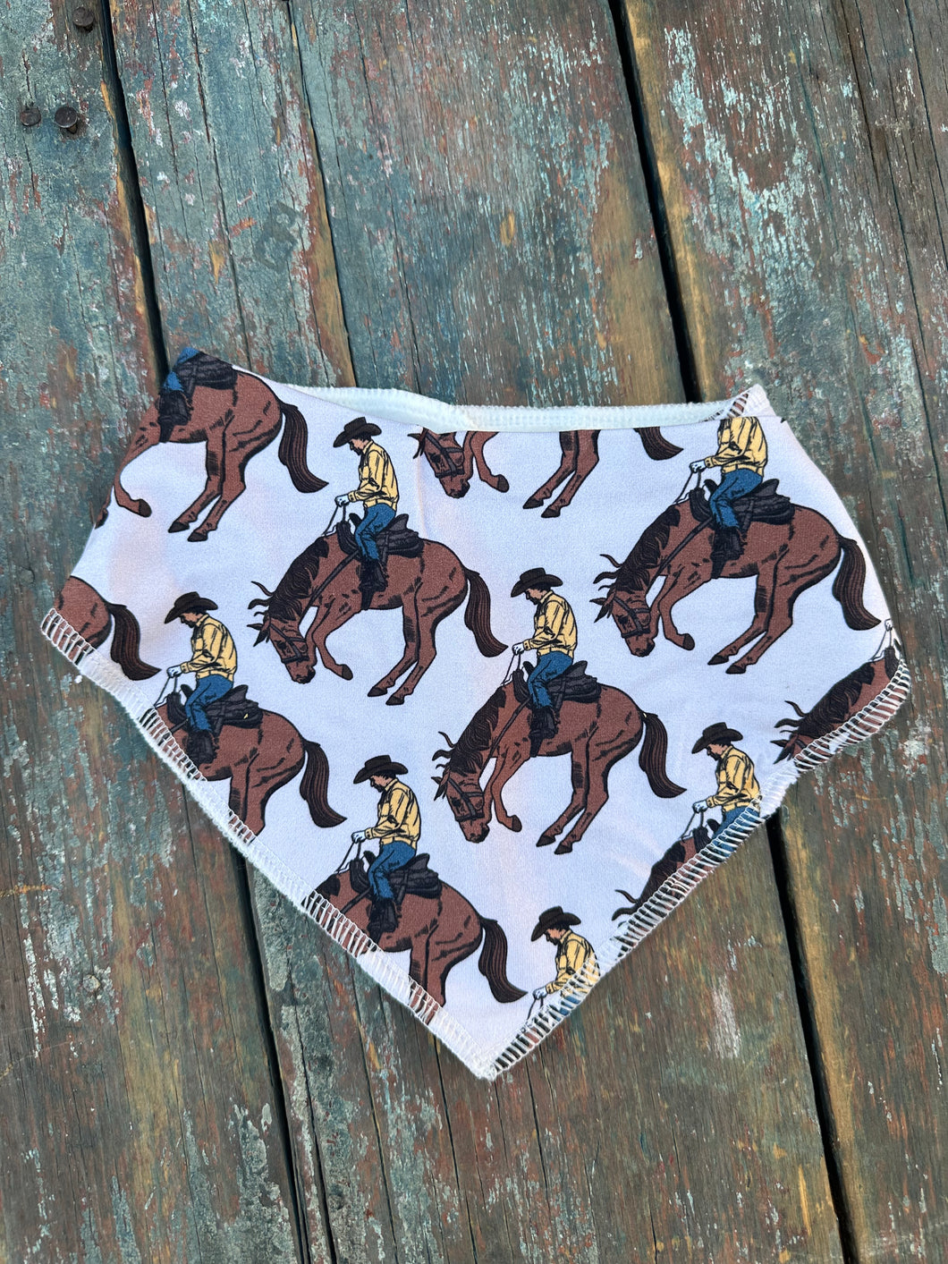 Bronc riding baby drool bandanna