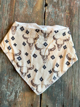 Load image into Gallery viewer, Cowskull baby drool bandanna