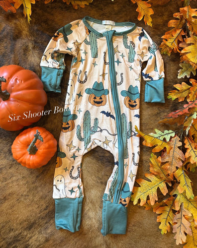 Halloween cowboy cactus baby sleeper