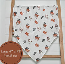 Load image into Gallery viewer, Life is better in boots baby muslin swaddle blanket