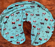 Load image into Gallery viewer, Turquoise cattle brand baby pillow cover