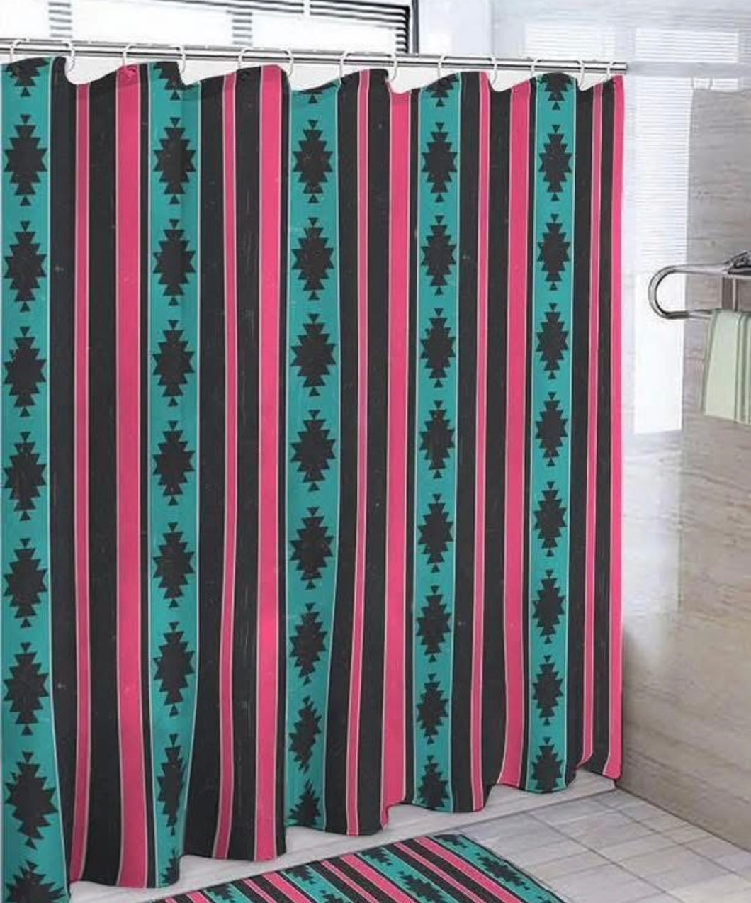90s Aztec shower curtain