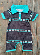 Load image into Gallery viewer, Turquoise boot stitch baby romper