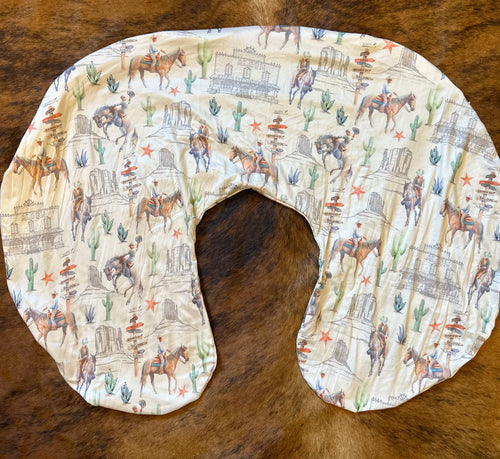 Out west white baby boppy pillow cover