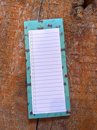 Turquoise cattle brand magnetic note pad