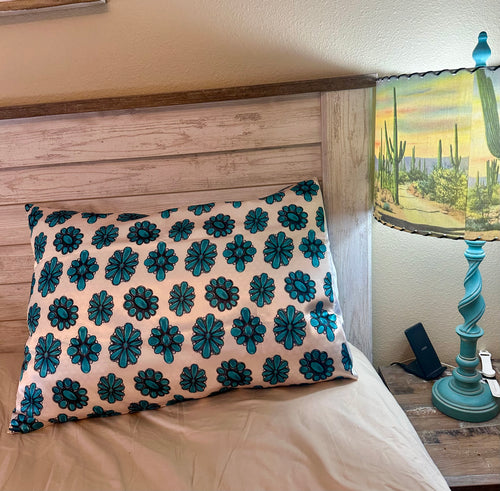 Turquoise concho satin pillow case