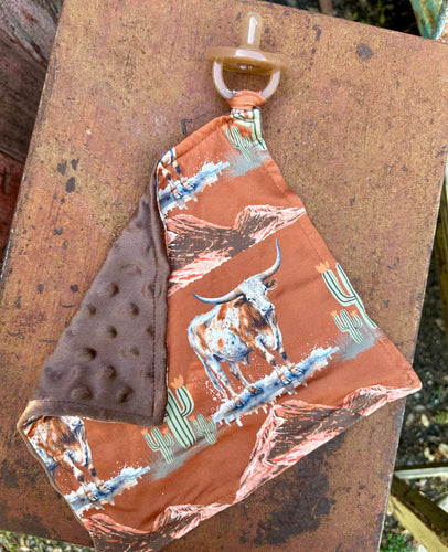 Longhorn baby paci lovey