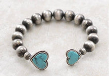 Load image into Gallery viewer, Turquoise heart bracelet