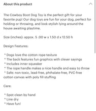 Load image into Gallery viewer, Cowboy boot dog toy