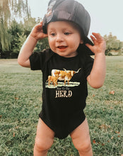 Load image into Gallery viewer, New to the herd baby onesie