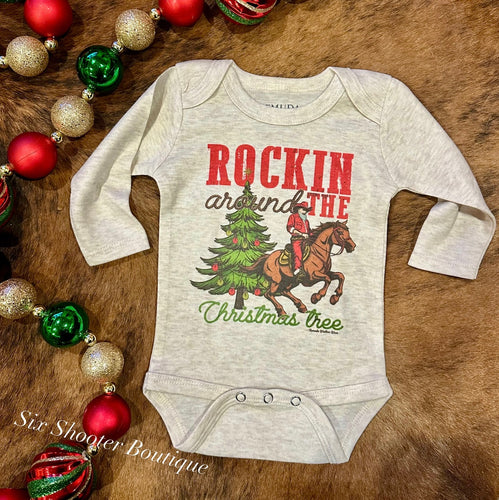 Rockin around the Christmas tree baby onesie