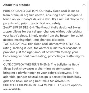 Life is better in boots cotton organic sleep sack