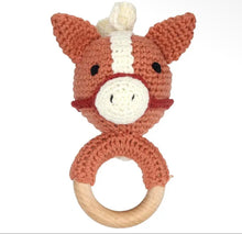 Load image into Gallery viewer, Knit plush horse baby rattle